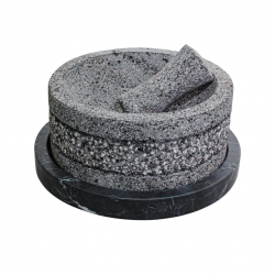 Molcajete Yolia de 20cm con base de mármol color negro