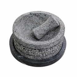 Molcajete Yolia de 20cm con base de mármol color negro