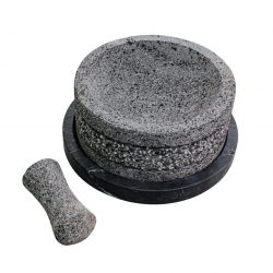 Molcajete Yolia de 20cm con base de mármol color negro