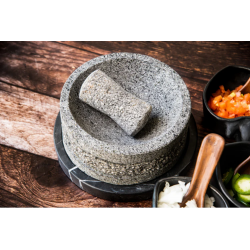 Molcajete Yolia de 20cm con base de mármol color negro