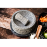 Molcajete Yolia de 20cm con base de mármol color negro