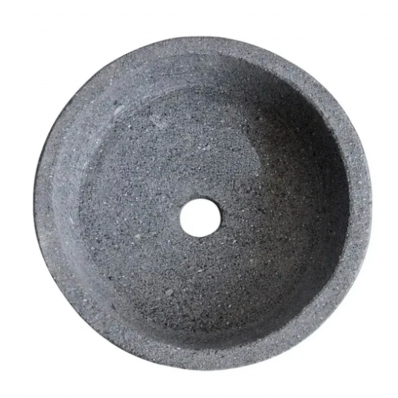 Lavabo de Piedra Volcanica Moderno de 35cm/13.7in de Diametero, Ovalin de Piedra