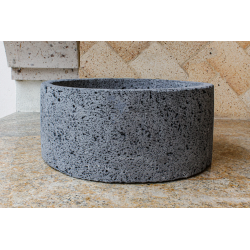 Lavabo de Piedra Volcanica Moderno de 35cm/13.7in de Diametero, Ovalin de Piedra