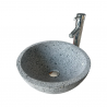 Lavabo Ovalin de Piedra Volcánica de 35cm de Diámetro con Mezcladora y Kit de Instalación