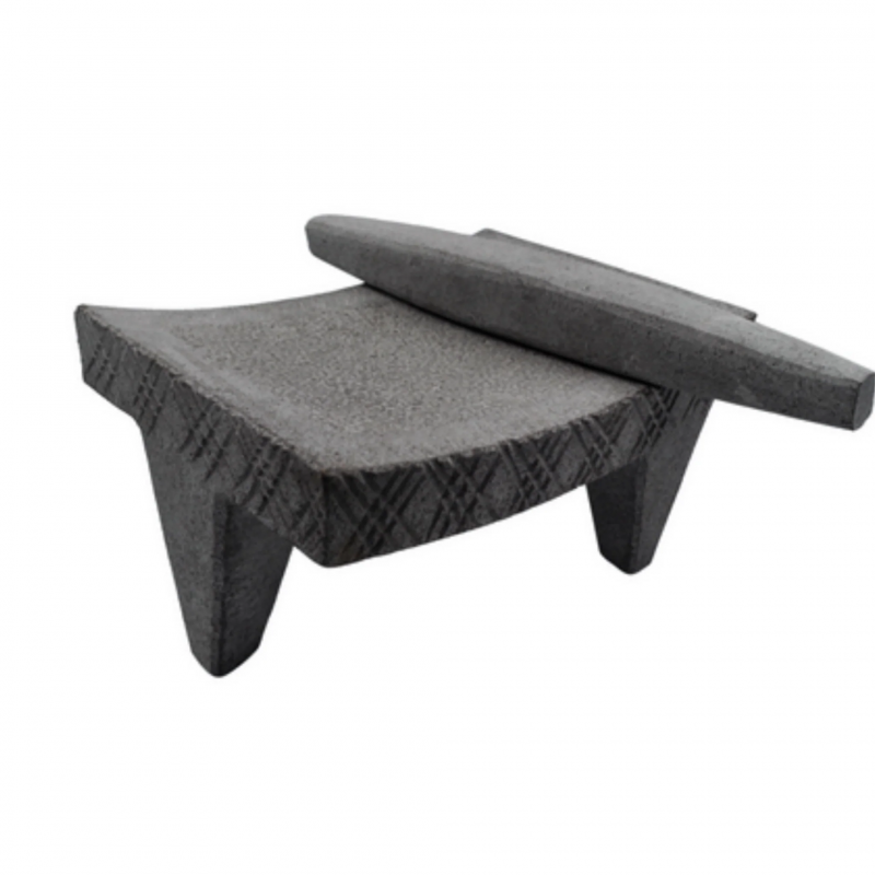 Métlatl Metate de Piedra Volcánica con Metlapil 22x30cm (8.6x11.8in)