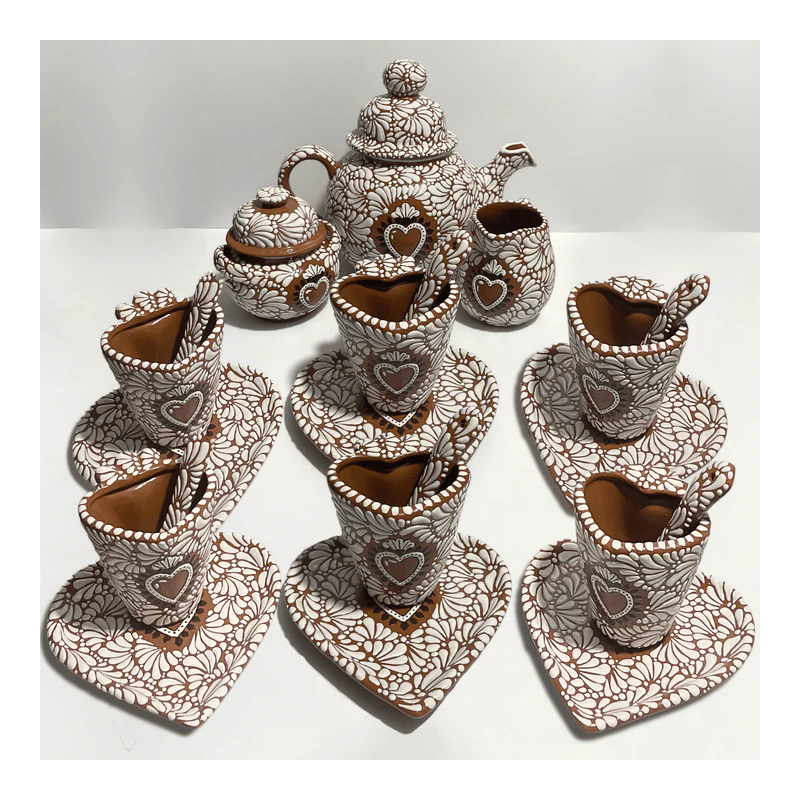 PAQUETE JUEGO DE CAFE CORAZON FONDO CAFE MIK BLANCO SAGRADO CORAZON CAFE PARA 6 PERSONAS